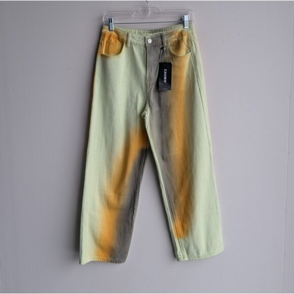 NWT Emmiol tie dye multicolored wide leg jeans - Picture 1 of 5